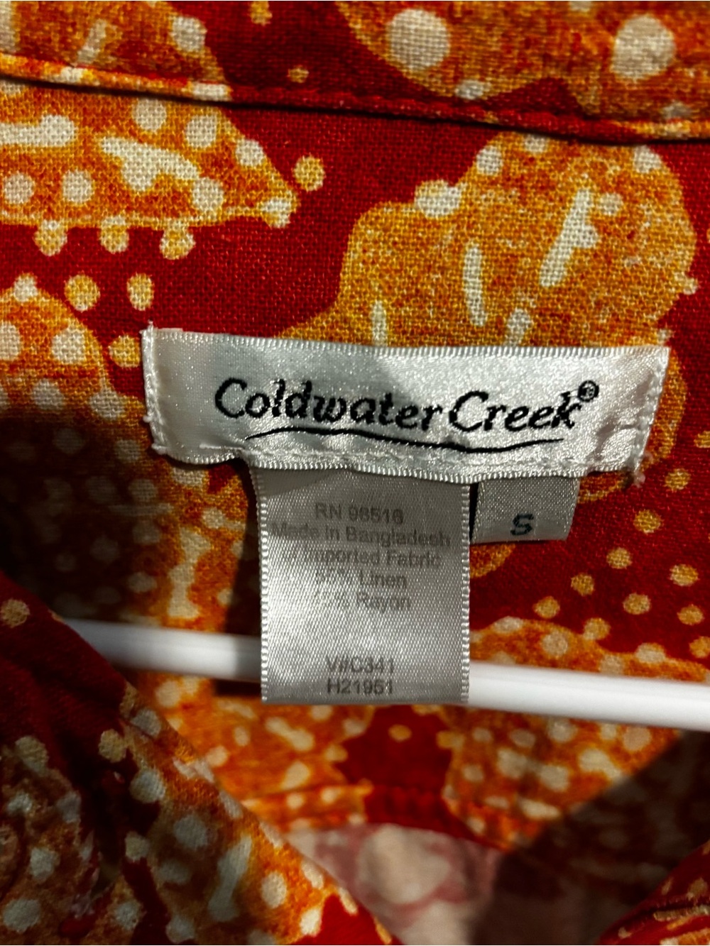 Coldwater Creek Orange Pink Floral Denim Button Down Jacket -size small